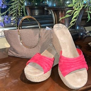 Ugg suede red platform sandals